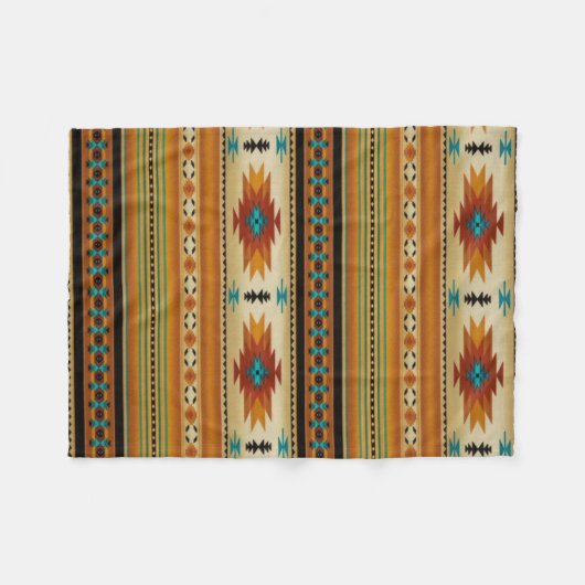 ORANGE aztekischer Druck Fleecedecke (Vorderseite (Horizontal))