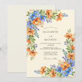 Orange Azure Bountiful Summer Wedding Einladung (Vorne/Hinten)