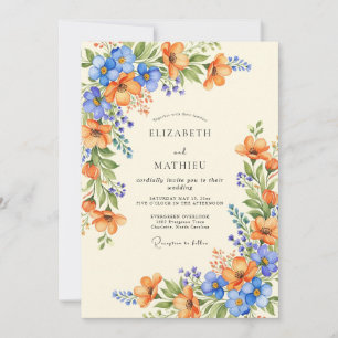 Orange Azure Üppige Sommerhochzeit Einladung