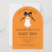 Orange Baby Boo Ghost Halloween Baby Dusche Einladung (Vorderseite)