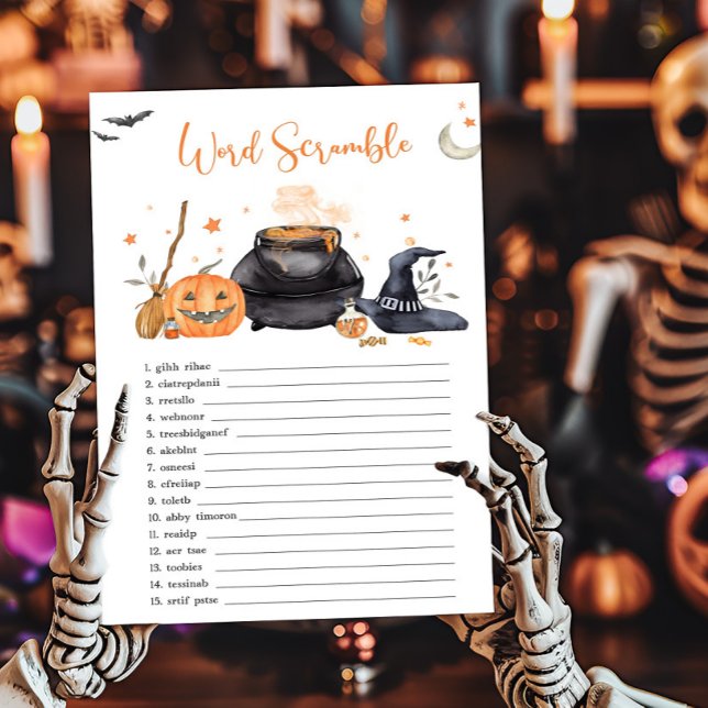 Orange Baby bricht Word Scramble Game (Baby is Brewing Baby Shower Word Scramble Game)