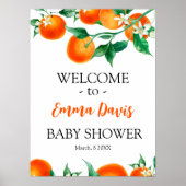 Orange Baby Dusche Begrüßungsunterschrift Poster (Vorne)