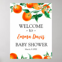 Orange Baby Dusche Begrüßungsunterschrift