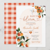 Orange Baby in Blüte Summer Baby Dusche Einladung (Vorne/Hinten)