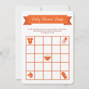 Orange Baby Shower Bingo Spiel Doppelseitig Einladung