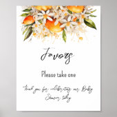 Orange Baby Shower Citrus Favors Poster (Vorne)