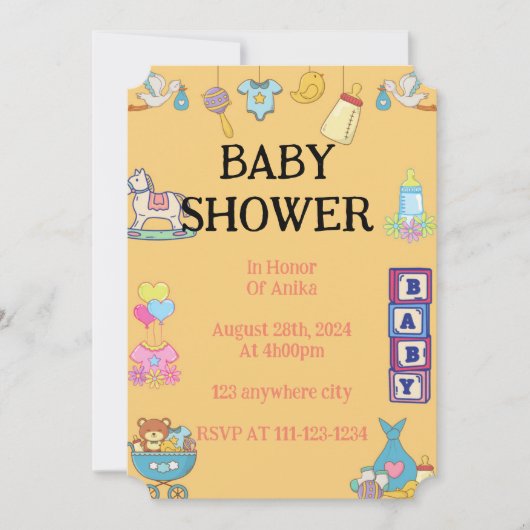 ORANGE BABY SHOWER EINLADUNG (Vorderseite)