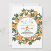 Orange Baby Shower Summer Citrus Boho Greenery Einladung (Vorderseite)