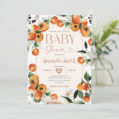 Orange Baby Shower Summer Tropical Citrus Frucht Einladung (Stehend Vorderseite)