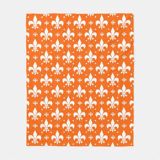 Orange Background Fleur-de-lis Muster Design Fleecedecke (Vorderseite)