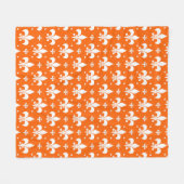 Orange Background Fleur-de-lis Muster Design Fleecedecke (Vorderseite (Horizontal))
