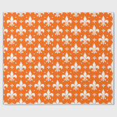 Orange Background Fleur-de-lis Muster Design Geschenkpapier (Flach)