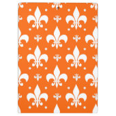 Orange Background Fleur-de-lis Muster Design Klemmbrett (Rückseite)
