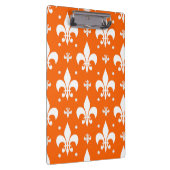 Orange Background Fleur-de-lis Muster Design Klemmbrett (Rechts)