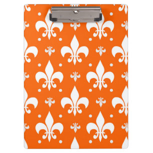 Orange Background Fleur-de-lis Muster Design Klemmbrett