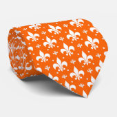 Orange Background Fleur-de-lis Muster Design Krawatte (Gerollt)