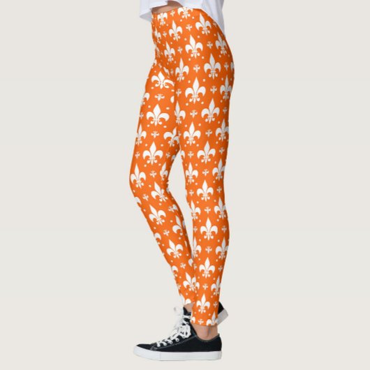 Orange Background Fleur-de-lis Muster Design Leggings