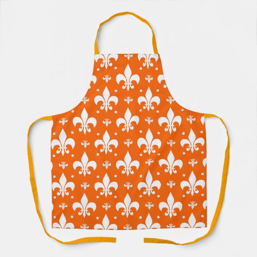 Orange Background Fleur-de-lis Muster Design Schürze (Vorderseite)