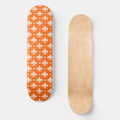 Orange Background Fleur-de-lis Muster Design Skateboard (Vorderseite)