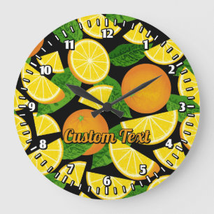Orange Background Große Wanduhr