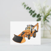 Orange Backhoe Cartoon Postkarte (Stehend Vorderseite)