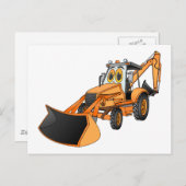 Orange Backhoe Cartoon Postkarte (Vorne/Hinten)