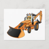 Orange Backhoe Cartoon Postkarte (Vorderseite)