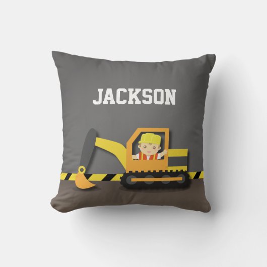 Orange Bagger-Bau-Jungen-Raum-Dekor Kissen (Vorderseite)