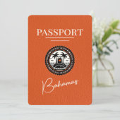 Orange Bahamas Passport Save the Date (Stehend Vorderseite)