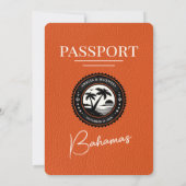 Orange Bahamas Passport Wedding Einladung (Rückseite)