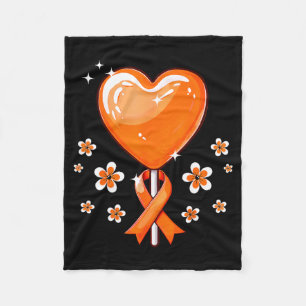 Orange Band Herz Süßigkeiten Multiple Sklerose bew Fleecedecke