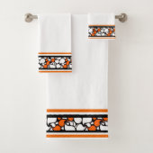 Orange-Band-Schwarzpaisley Badhandtuch Set (Insitu)