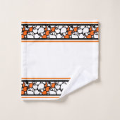 Orange-Band-Schwarzpaisley Badhandtuch Set (Waschlappen)
