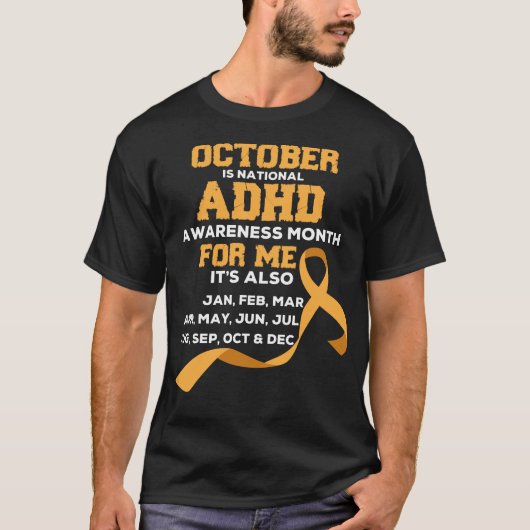 Orange Bandbewusstsein für ADHD Bewusstseinsmonat T-Shirt (Vorderseite)