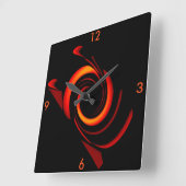 Orange Bang Moderne Wall Clock auf Black 4 Zuhause Quadratische Wanduhr (Winkel)
