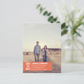Orange Banner Foto Save the Date Postkarten (Stehend Vorderseite)