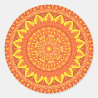 Orange Base Mandala Runder Aufkleber
