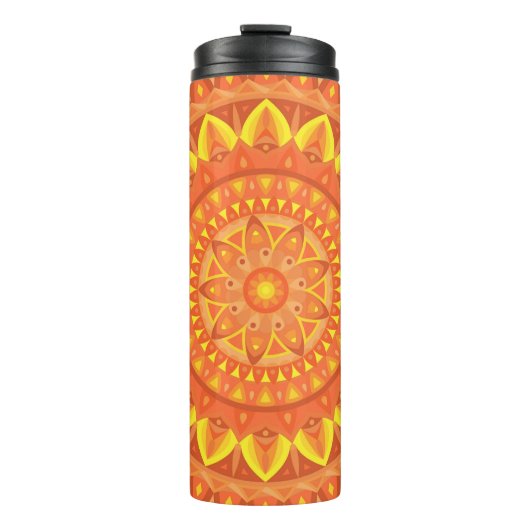 Orange Base Mandala Thermosbecher (Vorderseite)