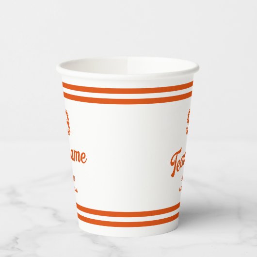 Orange Baseball Benutzerdefinierte Player-Nummer u Pappbecher (Links)