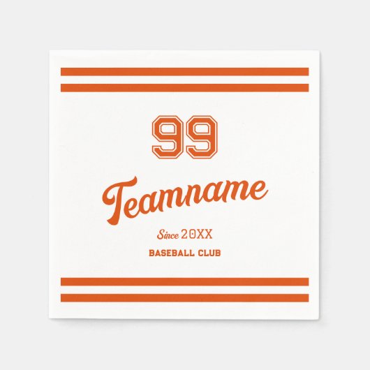 Orange Baseball Benutzerdefinierte Player-Nummer u Serviette (Vorderseite)