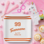 Orange Baseball Custom Player Number & TeamName Pappteller (Party)