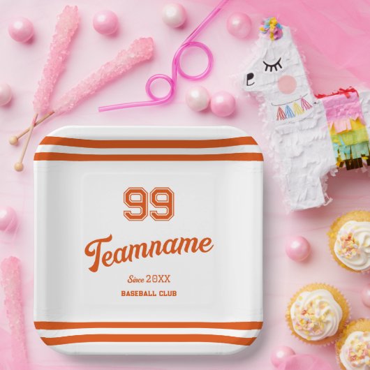 Orange Baseball Custom Player Number & TeamName Pappteller (Party)