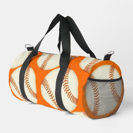 Orange Baseball Muster Schrauben Grafik Duffle Bag (Rechte Ecke)