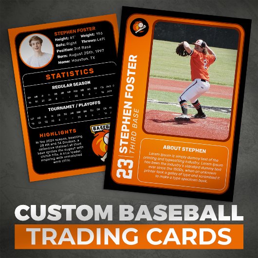 Orange Baseball Trading Card Geschenk Baseball Pla Telefonnummerkarte