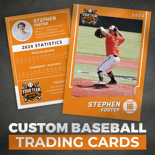 Orange Baseball Trading Card Pro Baseball Player Telefonnummerkarte
