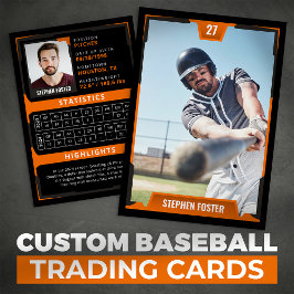 Orange Baseball Trading Card - Spielerprofil Telefonnummerkarte