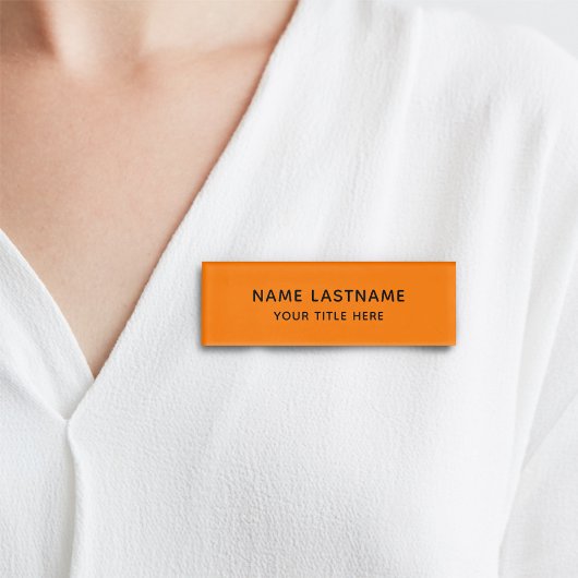Orange Basic Simple Minimalistisch Modern Custom T Namenschild