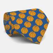 Orange Basketball Design auf blauem Hintergrund Krawatte (Gerollt)