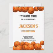 Orange Basketball Einladung zum Geburtstag (Vorderseite)