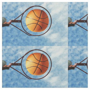 Orange Basketball in einem Basketballkorb, Stoff